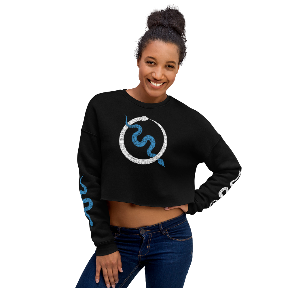 NO WEAPON FORMED 'SNAKES' BLUE - Women's Crop Sweatshirt