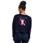 NO WEAPON FORMED 'TWO FACED PPL' HOT PINK/WHITE - Women's Crop Sweatshirt