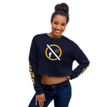 NO WEAPON FORMED 'TWO FACED PPL' YELLOW/WHITE - Women's Crop Sweatshirt