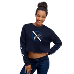 NO WEAPON FORMED 'TWO FACED PPL' NAVY/WHITE - Women's Crop Sweatshirt